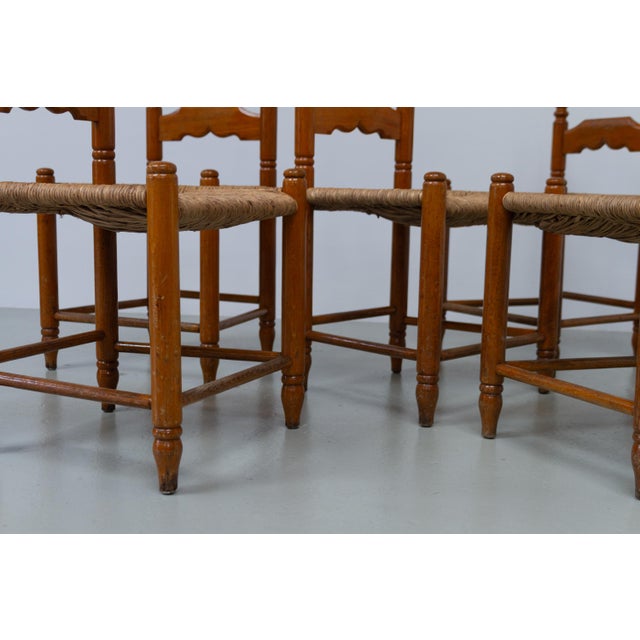 Danish Oak Chairs with Rush Seats in Seagrass by Hans Dau, 1940s, Set of 6 For Sale - Image 14 of 18
