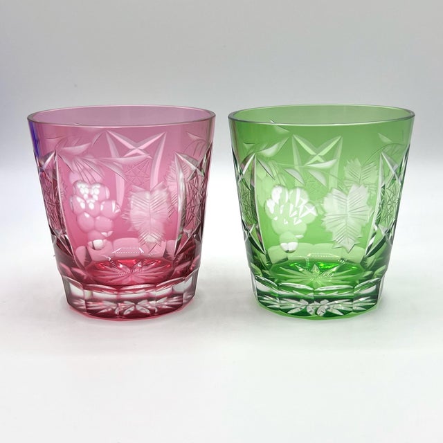 1940s Antique Bohemian Grape-Cut Harlequin Crystal Tumblers from Befos, 1850, Set of 6 For Sale - Image 5 of 8