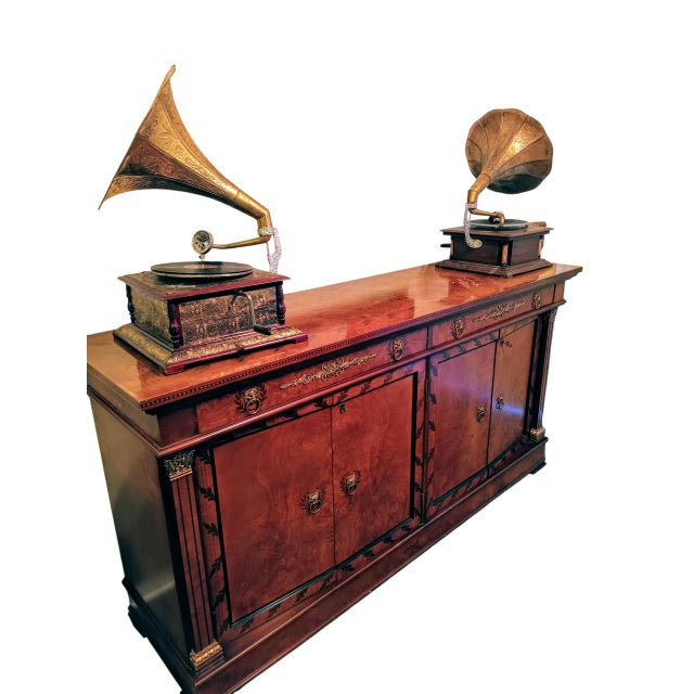 Exquisite Louis XVI Mahogany and Walnut Buffet a masterclass in Neoclassical elegance and craftsmanship. Crafted from...