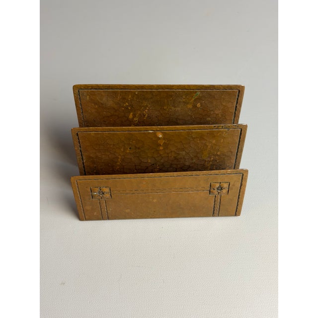 Roycroft American Arts and Crafts Hammered Copper Letter Holder, Roycroft Rose For Sale In New York - Image 6 of 11