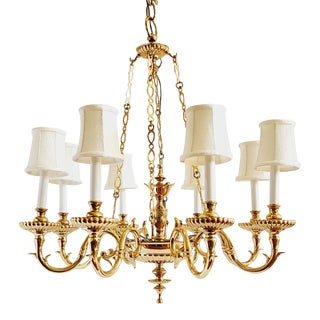 English Georgian Style Solid Brass Chandelier For Sale