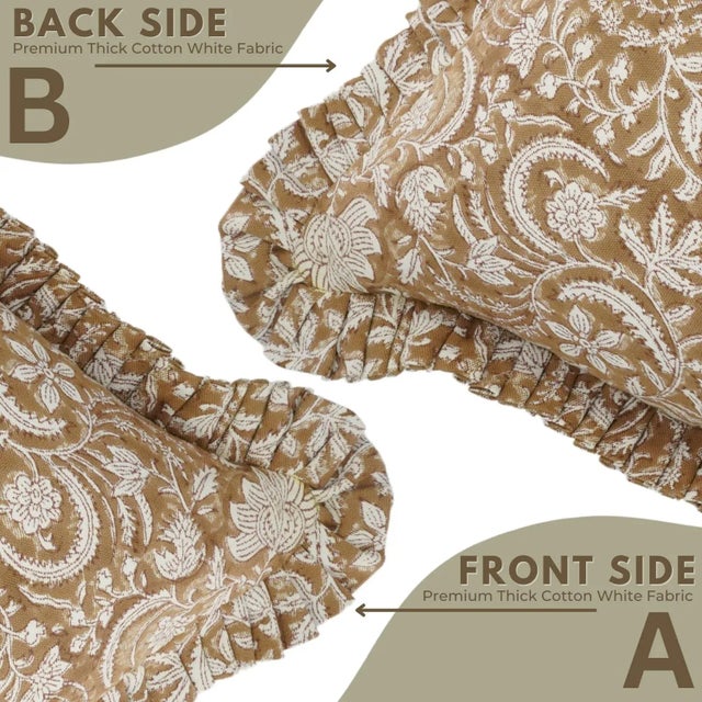 Not Yet Made - Made To Order Fabdivine Indian Block Print Frill Cushion Cover 22x22 Inch Thick Cotton White- Kundanvan For Sale - Image 5 of 5