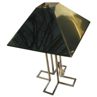 1970s C. Curtis Jere Vintage Brass Table Lamp With Shade For Sale