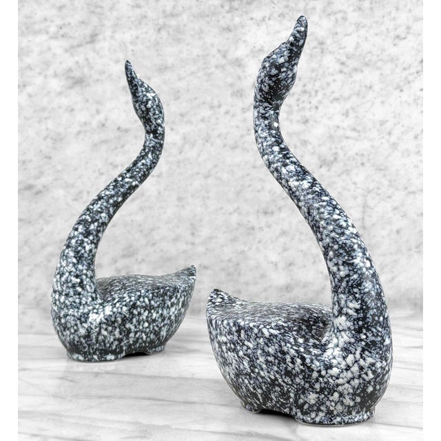 A Pair of California Pottery Swan Sculptures, c.1960's - Pairs Nicely with Many Mid-Century & Eclectic Interior Styles -...
