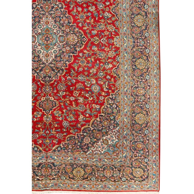 Vintage Red Kashan Hand Woven Rug 10'4 X 14'5 For Sale - Image 11 of 12