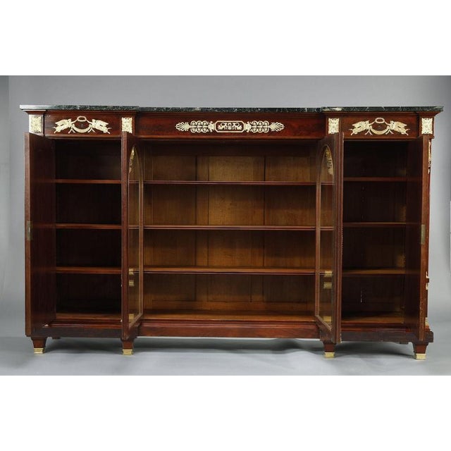 Large Low Bookcase in Mahogany and Mahogany Veneer, 1880s For Sale - Image 10 of 18