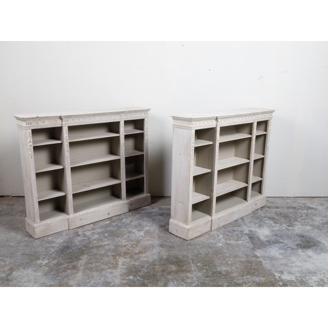 Pair of English 19th Century Neoclassical Style Painted and Carved Pine Shelves For Sale - Image 9 of 11