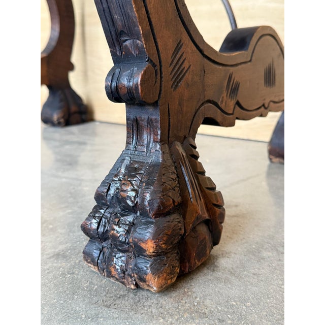Side Table of Walnut with Carved Lyre Legs and Top, Spanish, 19th Century For Sale - Image 14 of 18