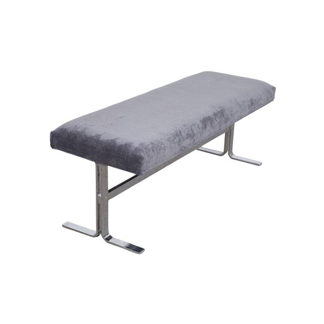 Mid-Century Modern DIA - Design Institute America Chrome Upholstered Bench Design Institute America Milo Baughman Style For Sale In Baltimore - Image 6 of 10