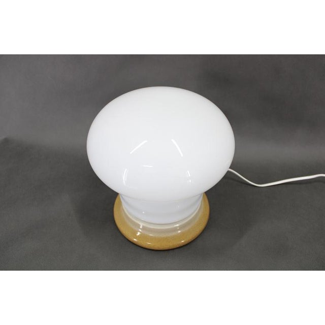 1960s Mid-Century Czechoslovak Ceramic Table Lamp with Opaline Glass, 1960s For Sale - Image 5 of 11