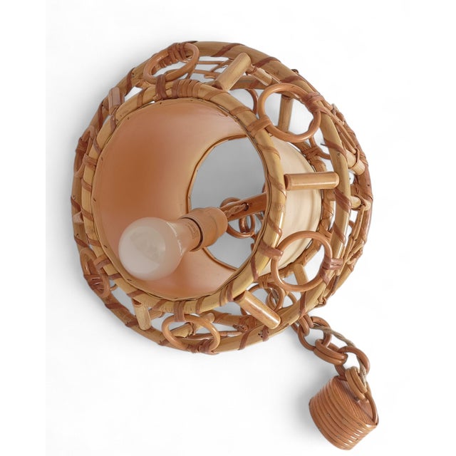 Mid-Century Modern French Riviera Bamboo and Rattan Pendant Lamp, 1960s For Sale - Image 16 of 18