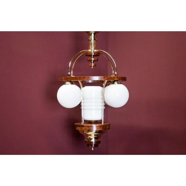 Metal Art Deco Chandelier, Poland, 1940s For Sale - Image 7 of 7