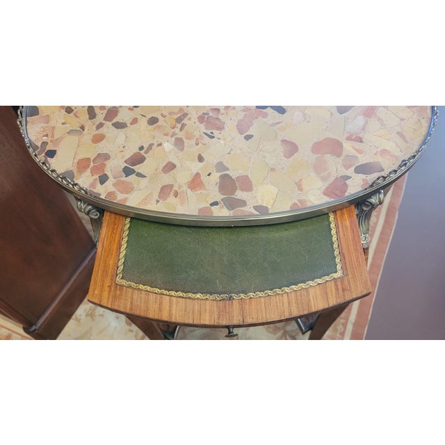Fine Antique French Stone Top Marquetry Side Table For Sale - Image 10 of 15