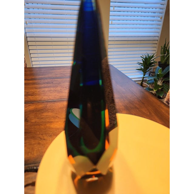 Mid 20th Century Alessandro Mandruzzato Murano Faceted Sommerso Glass Teardrop Sculpture - 7-Inch For Sale - Image 10 of 10