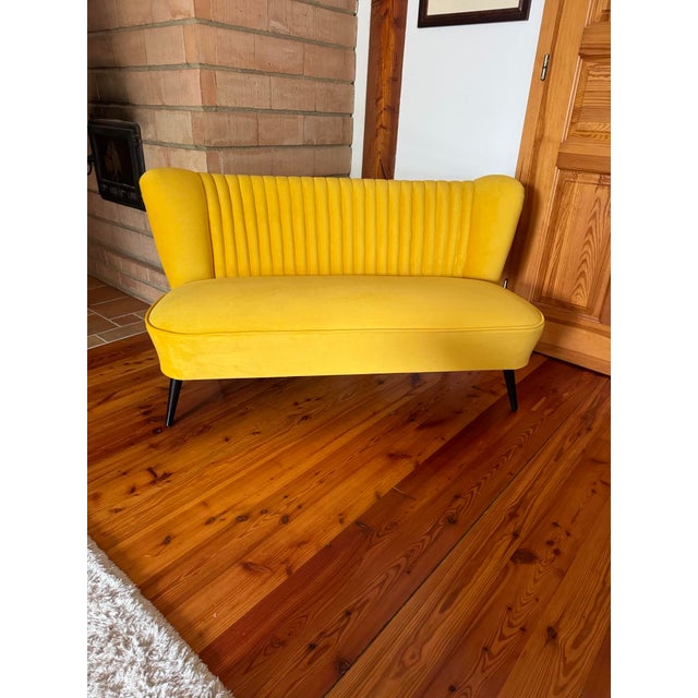 Mid-Century Modern Mid-Century Scandinavian Modern Velvet Sofa, 1950s For Sale - Image 3 of 8