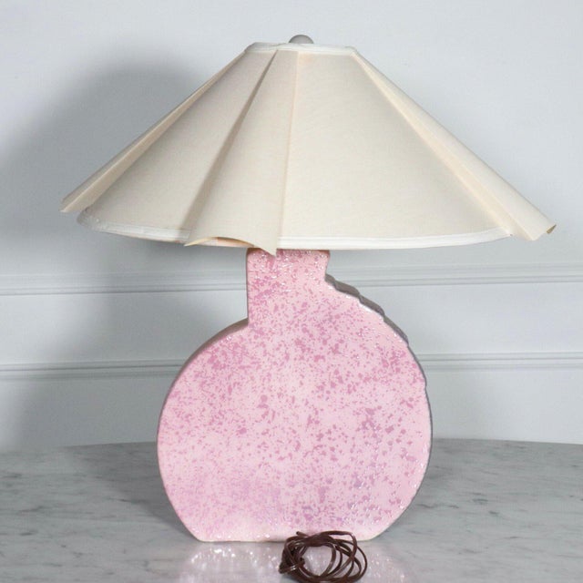 1980s Postmodern Memphis Sculptural Purple & Pink Ceramic Lamps - A Pair For Sale - Image 9 of 13