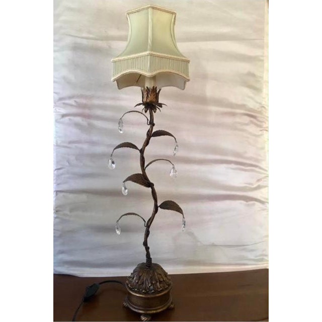 1980s Fine Art Lamps Bronze and Crystal Lamps - a Pair For Sale - Image 5 of 9