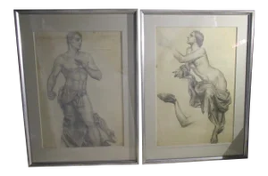 Dunbar Dyson Beck Pencil Drawing for Allegory of Charity 1925 - a Pair
