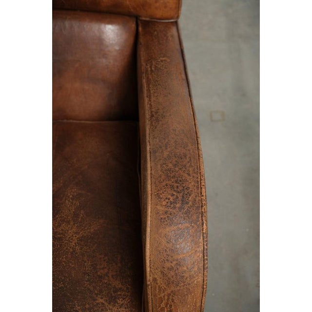 Brown Vintage Sheepskin Lounge Chair For Sale - Image 8 of 13