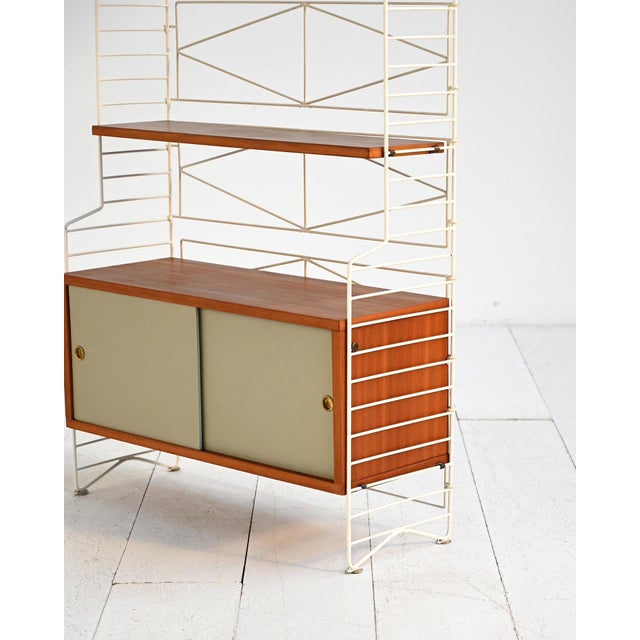 Beige Freestanding Modular Bookcase in String Style, 1960s For Sale - Image 8 of 15