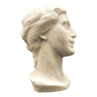 Aurelio Bossi, Bust of a Woman, 1920s, White Marble For Sale