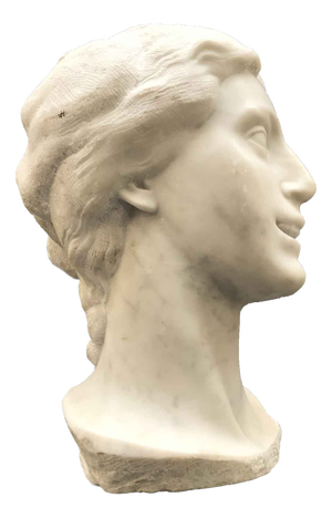 Aurelio Bossi, Bust of a Woman, 1920s, White Marble