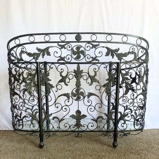 Vintage Wrought Iron Oval Two Tier Glass Top Console Table by Maitland Smith For Sale - Image 9 of 11
