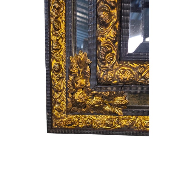 Grand Tour French Napoleon III Ebonized Wood & Gilt Brass Mirror, Late 19th Century For Sale - Image 3 of 6