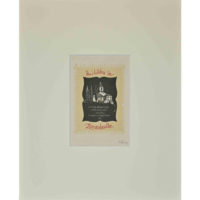 Modern Ex Libris Giorgio Balbi, Woodcut, Mid-20th Century For Sale - Image 3 of 3