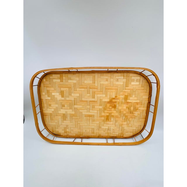 Tan 1970s Woven Bamboo and Rattan Gallery Trays - Set of 12 For Sale - Image 8 of 13