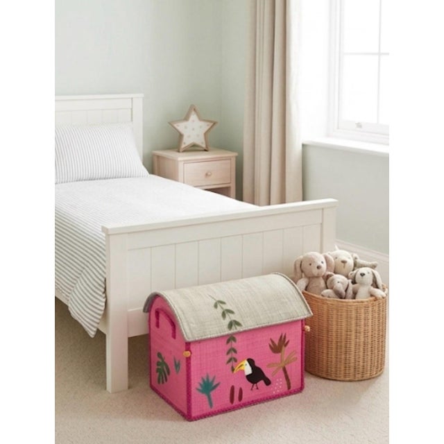Textile Handmade Madagascar Woven Raffia Toucan Children's Toy Box & Storage Trunk For Sale - Image 7 of 12