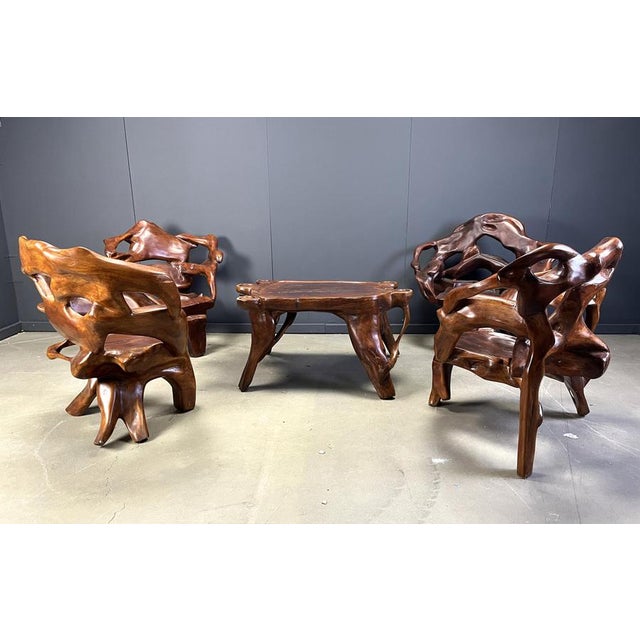 Large Olive Tree Root Chairs, 1960s, Set of 5 For Sale - Image 17 of 18
