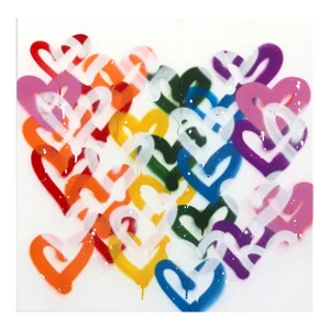 I Love Rainbows - Colorful Hearts Graffiti Painting on Canvas Original Artwork by Amber Goldhammer