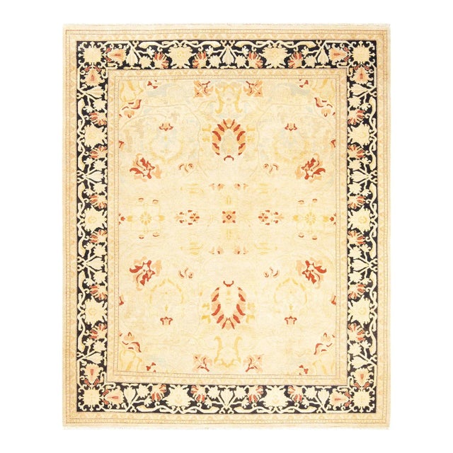 Vintage Traditional Hand Knotted Wool Area Rug, Ivory - 8'1" X 9'10" For Sale - Image 9 of 9