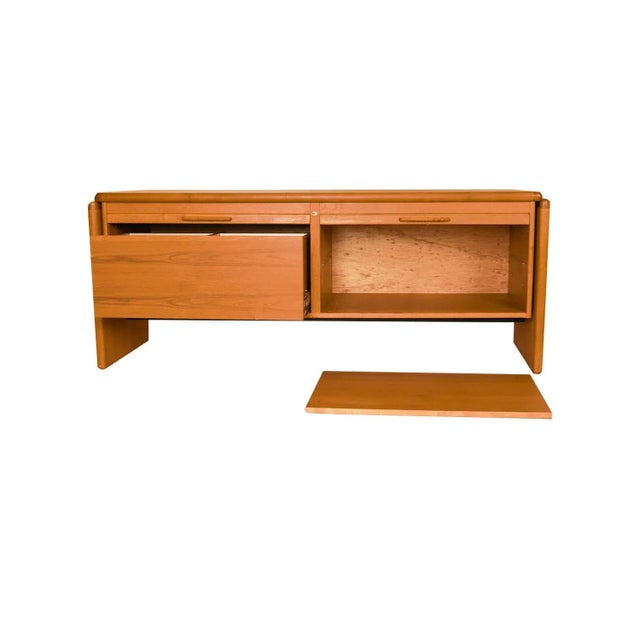 1970s Mid-Century Teak File Cabinet Credenza Tambour Doors For Sale - Image 11 of 11