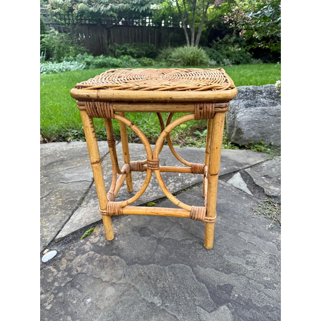 Vintage Wicker Rattan End / Drinks Table Mid 20th Century For Sale - Image 9 of 14