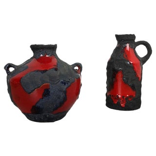 German Ceramic Studio Pottery Vase by Marei Ceramics, 1970, Set of 2 For Sale