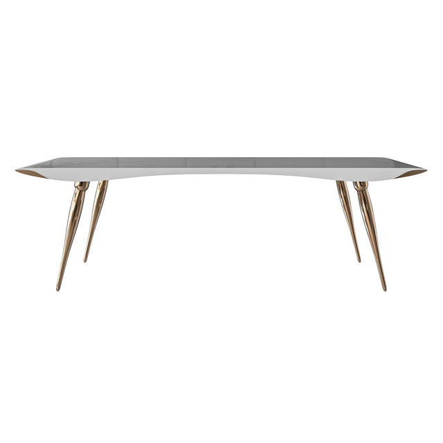 Metal "Vanquish" Desk With Bronze and Stainless Steel, Handmade For Sale - Image 7 of 8