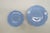 Jeannette Glass Cherry Blossom 7pc Set Saucers Junior Plates Pastel Blue 5051b For Sale - Image 9 of 13