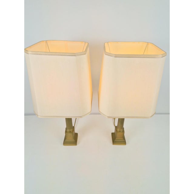 Gold Neoclassical Empire Brass Table Lamp, France, 1960, Set of 2 For Sale - Image 8 of 17
