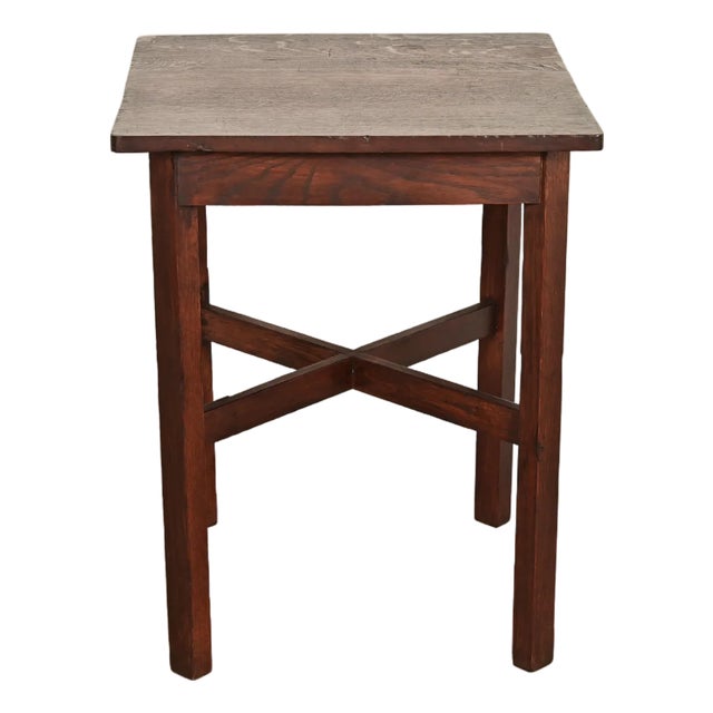 Stickley Brothers Style Antique Mission Oak Arts & Crafts Tabouret Side Table, Circa 1910 For Sale