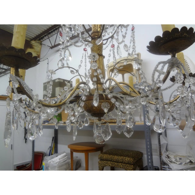 19th Century Italian Genovese Giltwood and Crystal Chandelier For Sale - Image 4 of 12