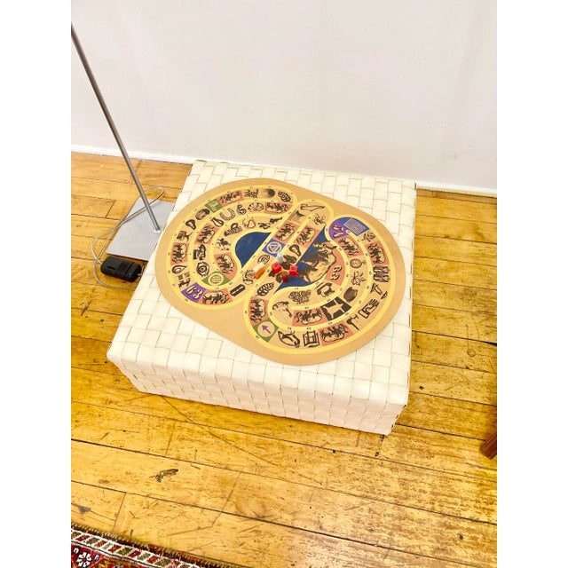 Beige Vintage Italian Table Game for Alitalia Airlines With Leather Board and Lucite Dice and Posts 1970s For Sale - Image 8 of 9