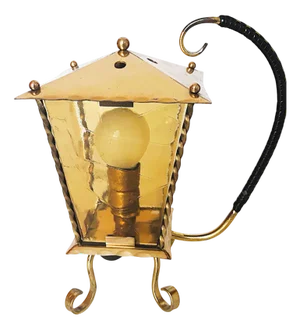 Vintage Brass Lantern Table Lamp, 1950s