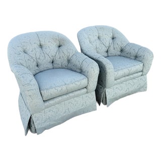 Vintage Mid Century Tufted Button Club Chairs by Ethan Allen - A Pair For Sale