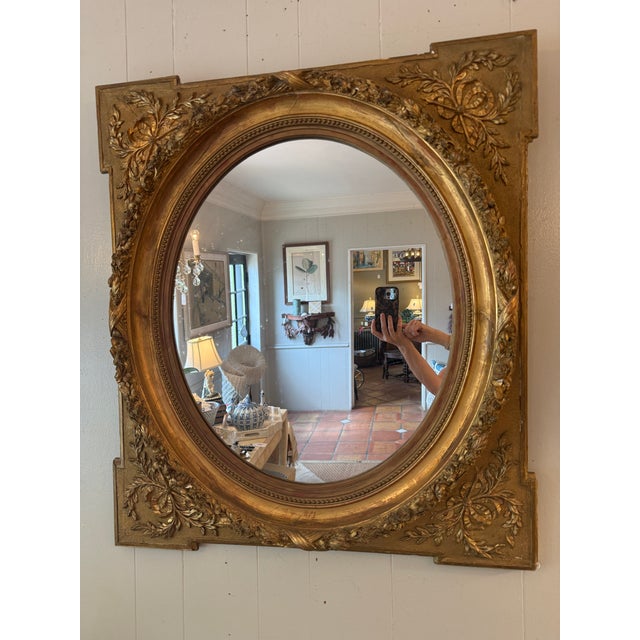 Napoleon III Oval Carved Gilt Mirror For Sale In Washington DC - Image 6 of 7
