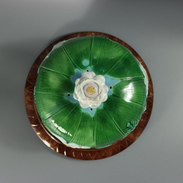 Late 19th Century Holdcroft Majolica Pond Lily Cheese Dome and Stand For Sale - Image 5 of 15