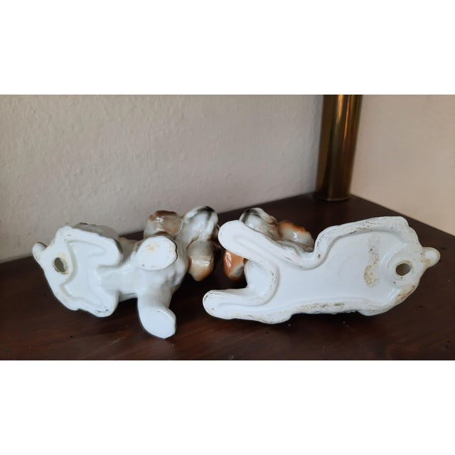 American Vintage Ceramic Cocker Spaniel Dogs Pup Pair Figurines For Sale - Image 3 of 6