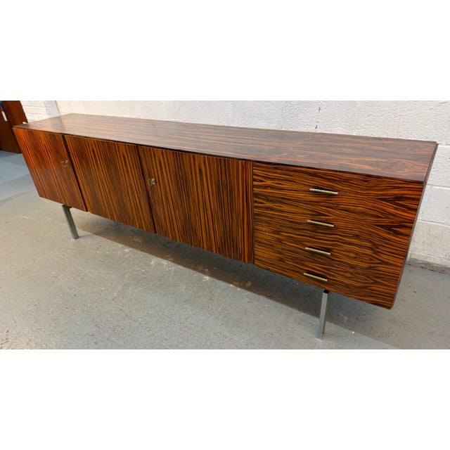 Vintage Mid-Century Modern Gabonese Ebony and Metal Sideboard For Sale - Image 4 of 17