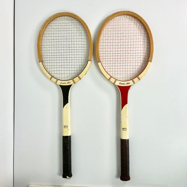 Mid-Century Vintage Boho Chic Americana Wood Tennis Rackets - Set of 2. For Sale - Image 9 of 9